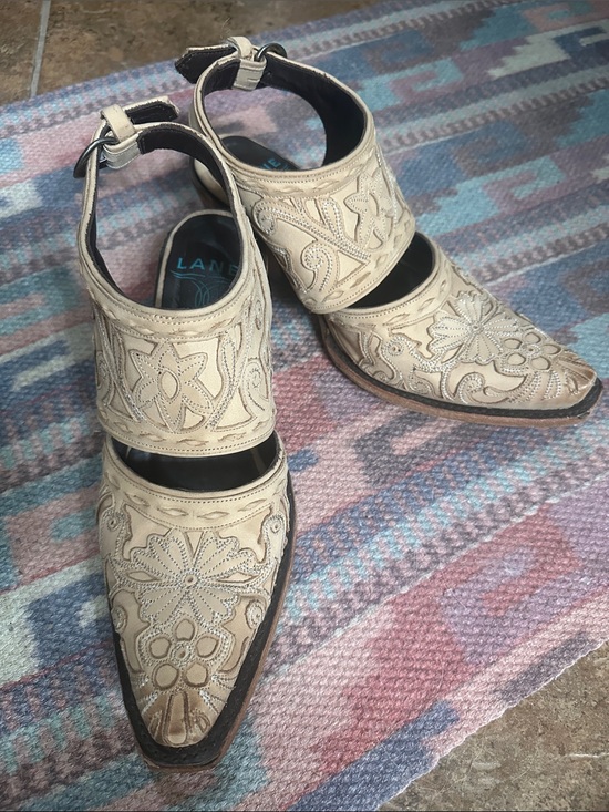 Lane boots Shoes - Lane Robin mule Junk Gypsy inlay tooled leather western ankle boots SZ 8.5 M